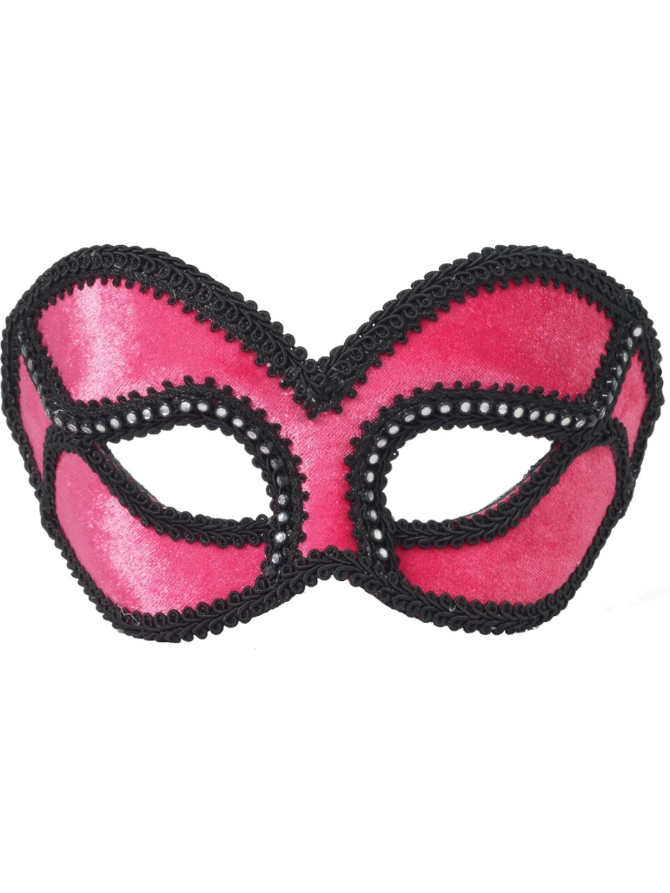 Deluxe Costume Pink And Black Venetian Carnival Mask With Rhinestones